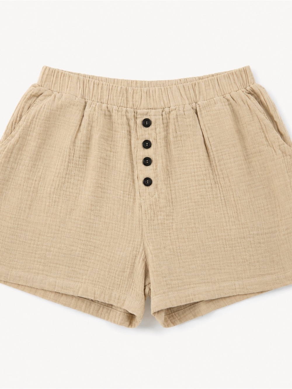 SHEIN Size L Beige Gauze Button Front Pull-On Shorts Coastal Casual